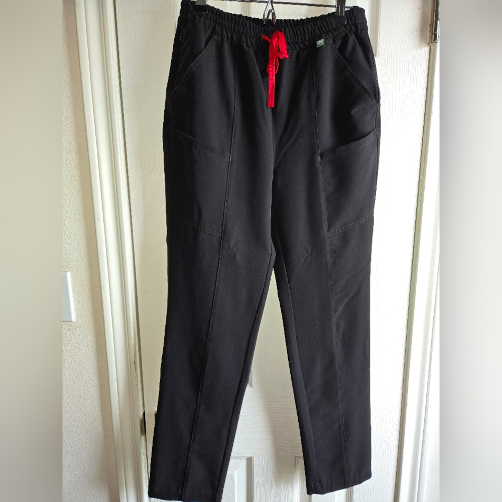 Mediclo Fycel Jura Black Scrub Pants with Red Accents